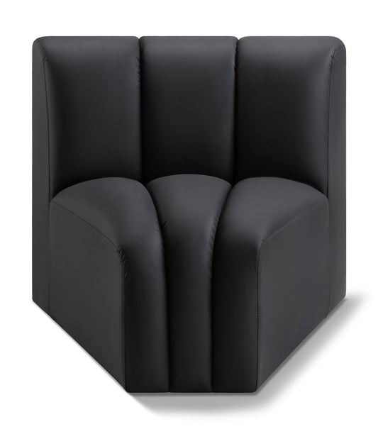 Arc Black Vegan Leather Upholstered Modular Curved Corner Chair