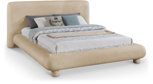 Blair Beige Chenille Fabric Upholstered Queen Bed